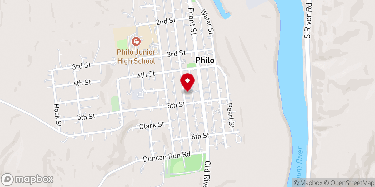 Map showing location of Philo Baptist Church