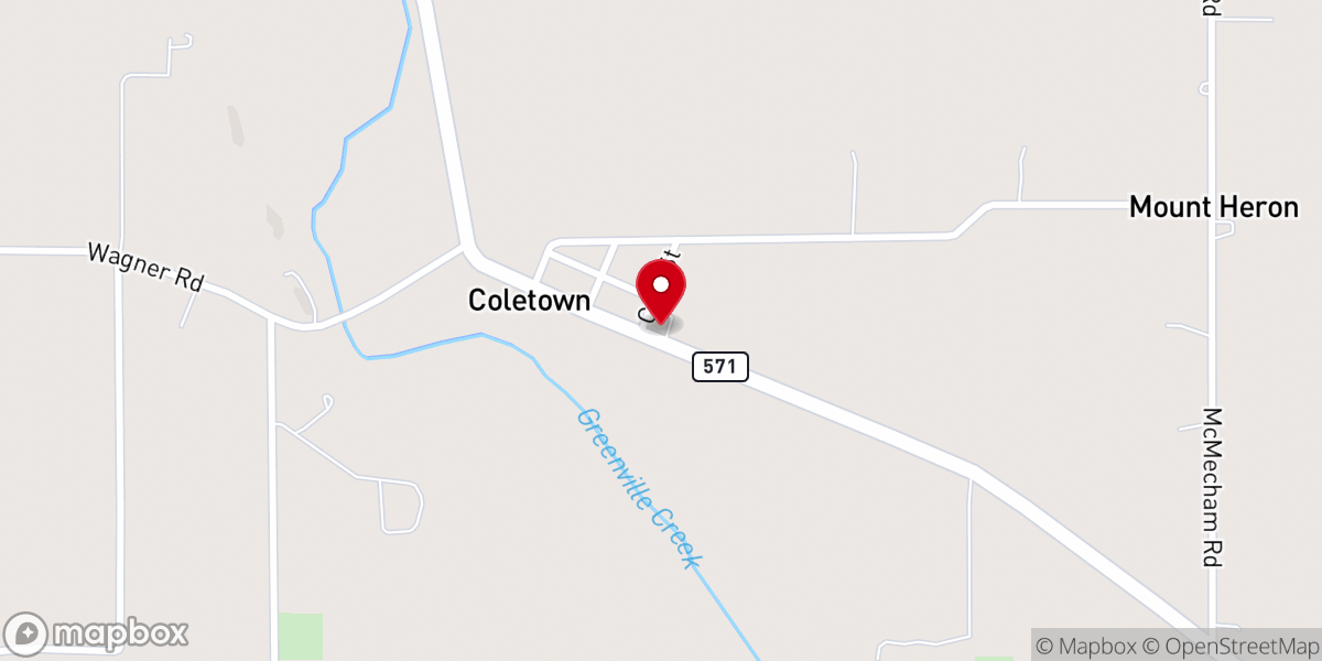 Map showing location of Coletown Congregational Church