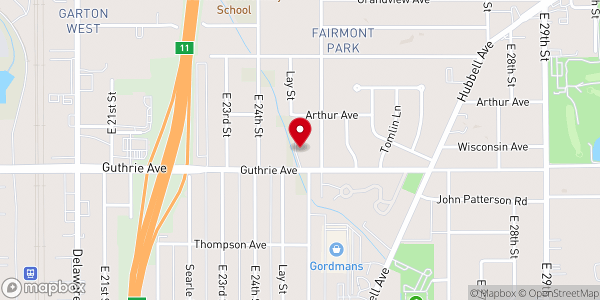 Map showing location of Central Bible Church