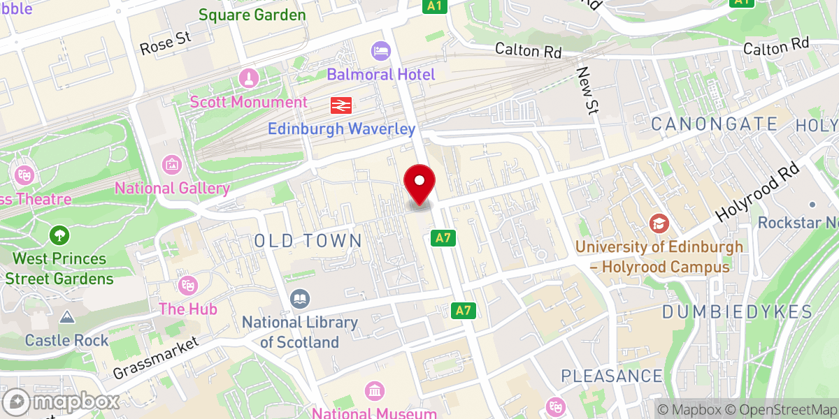 Map showing location of Royal Mile