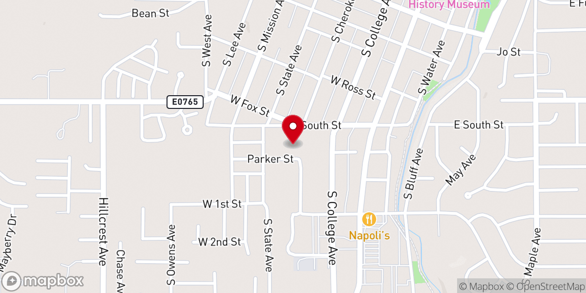 Map showing location of Southside Baptist Church