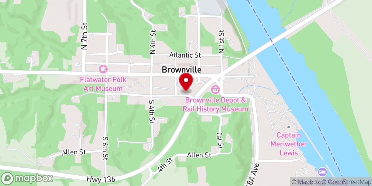 Map showing location of Brownville Village Theatre