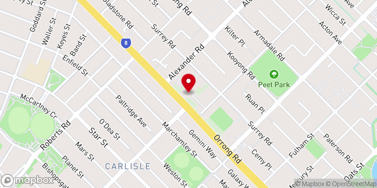 Map showing location of St Barnabas Anglican Church