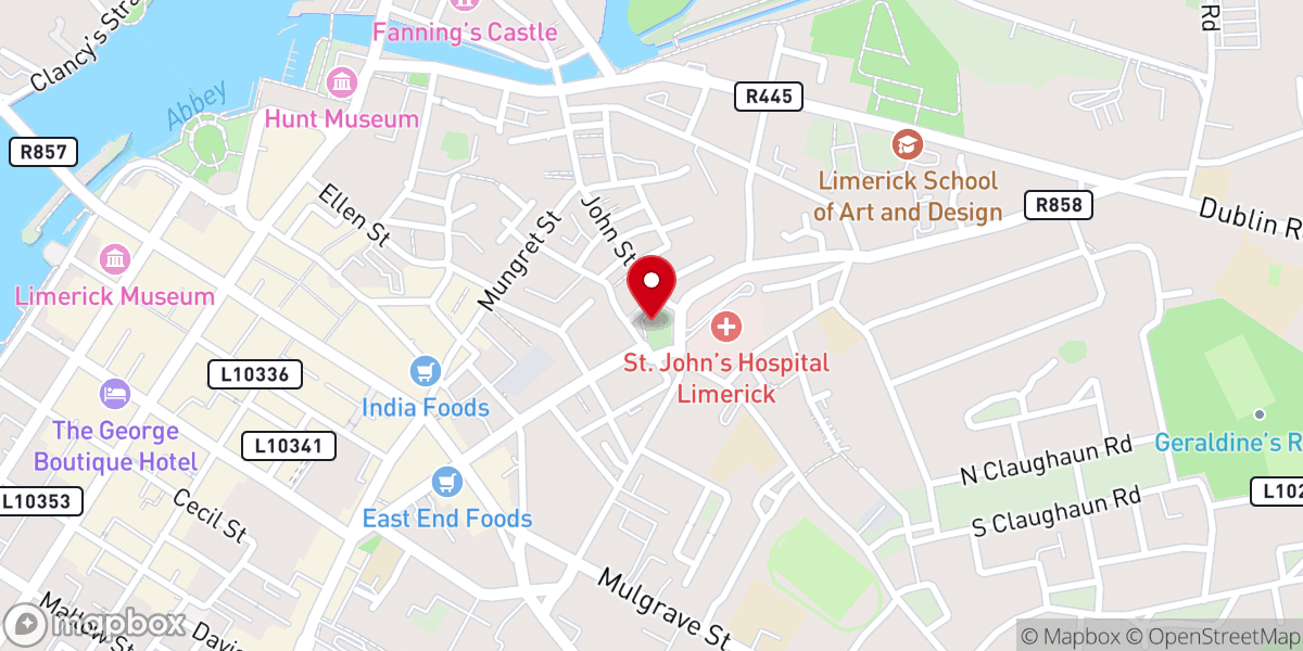 Map showing location of St John's Church
