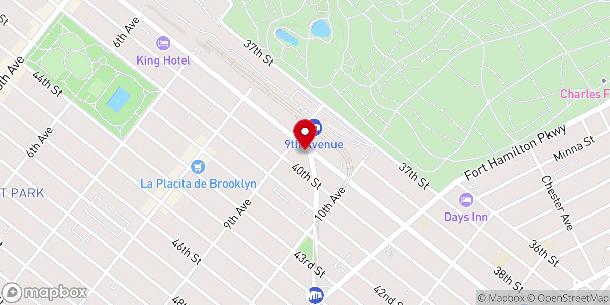 Map showing location of True Jesus Church in Brooklyn