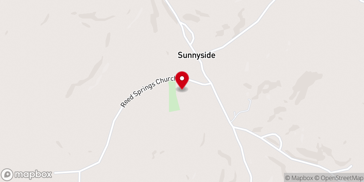 Map showing location of Reed Spring Church