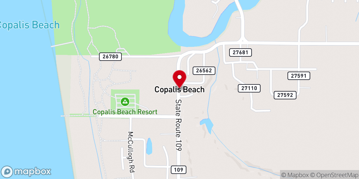 Map showing location of Copalis Beach