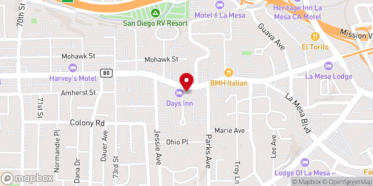 Map showing location of Calvary Chapel La Mesa