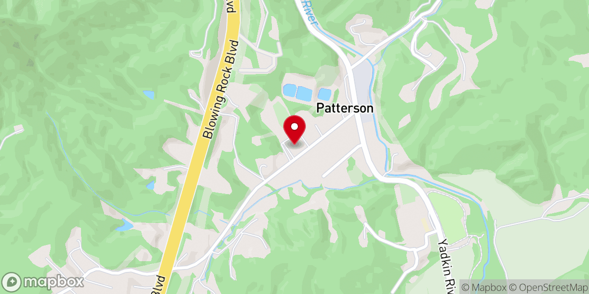 Map showing location of Yadkin Baptist Church