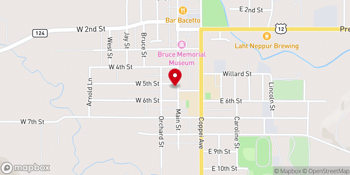 Map showing location of Waitsburg Kids Club