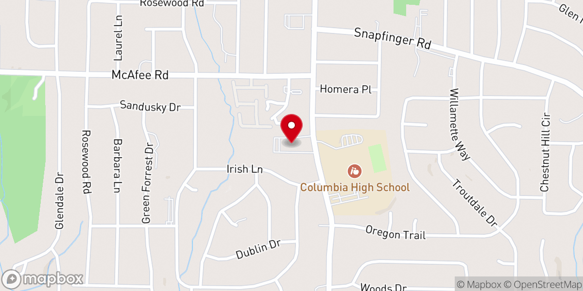 Map showing location of Columbia Drive United Methodist Church