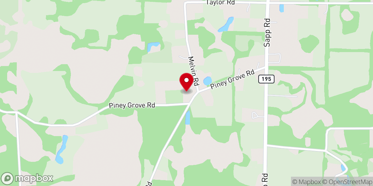 Map showing location of Piney Grove Baptist Church