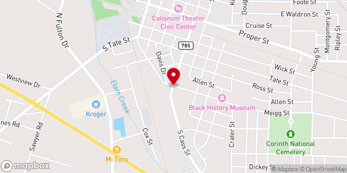 Map showing location of Mt Moriah United Methodist