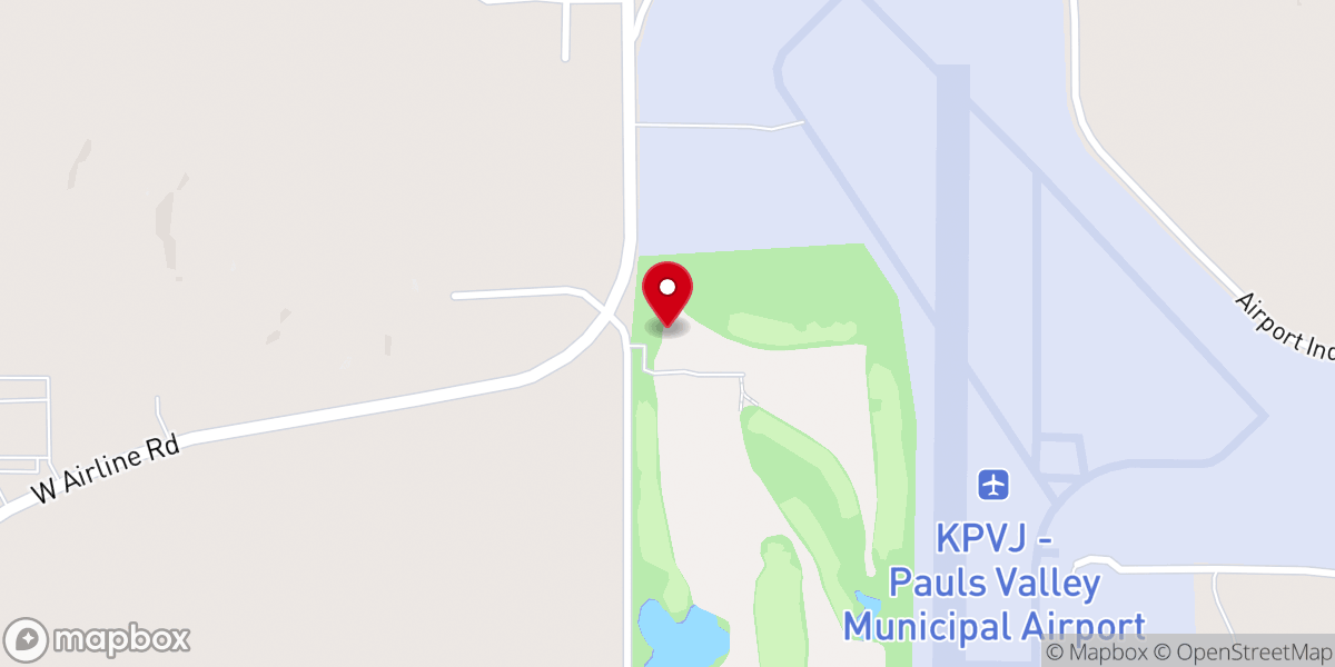 Map showing location of Pauls Valley Golf Course