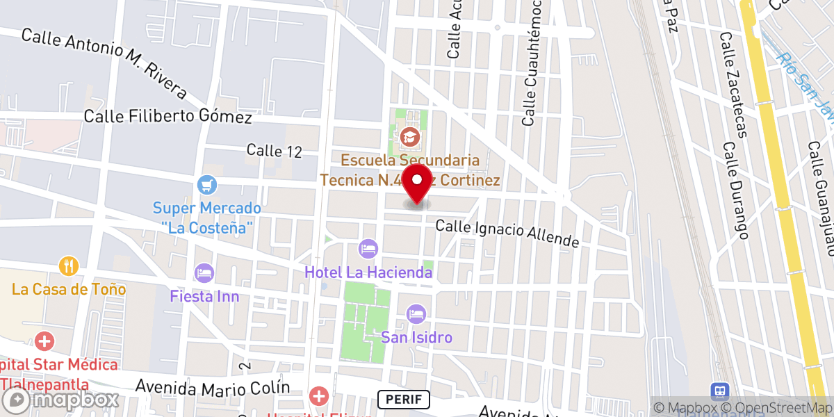Map showing location of Primera Iglesia Cristiana Filadelfia