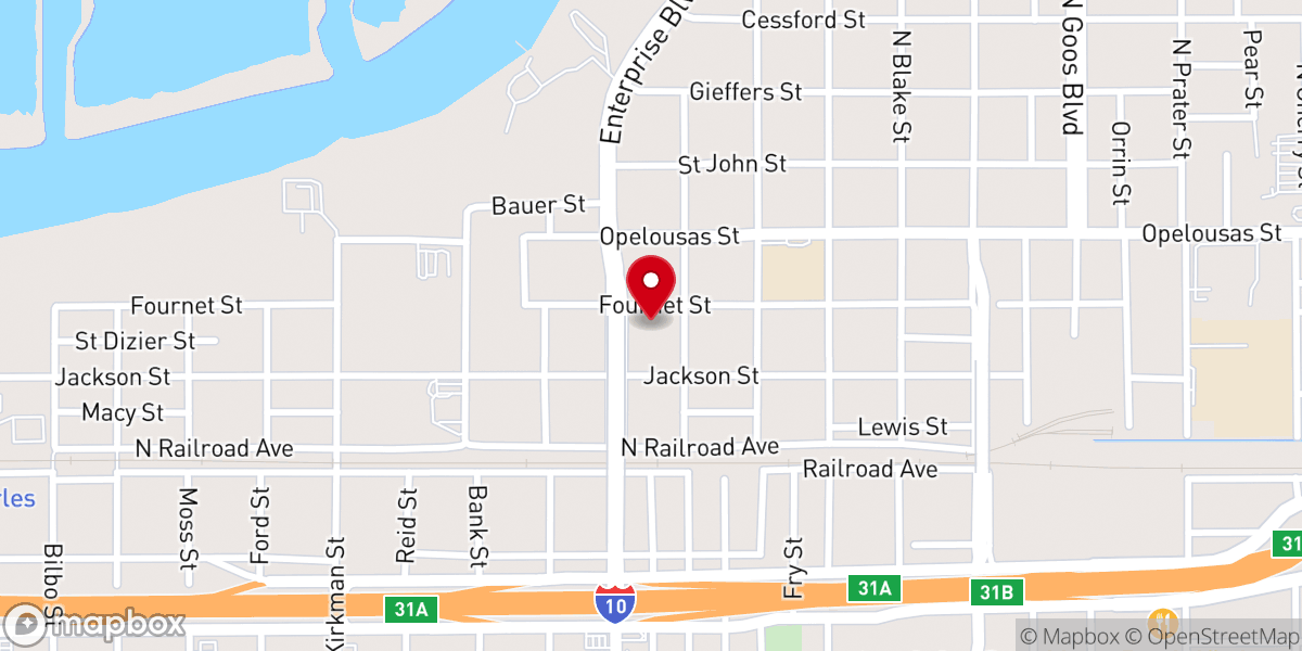 Map showing location of Church At Lake Charles