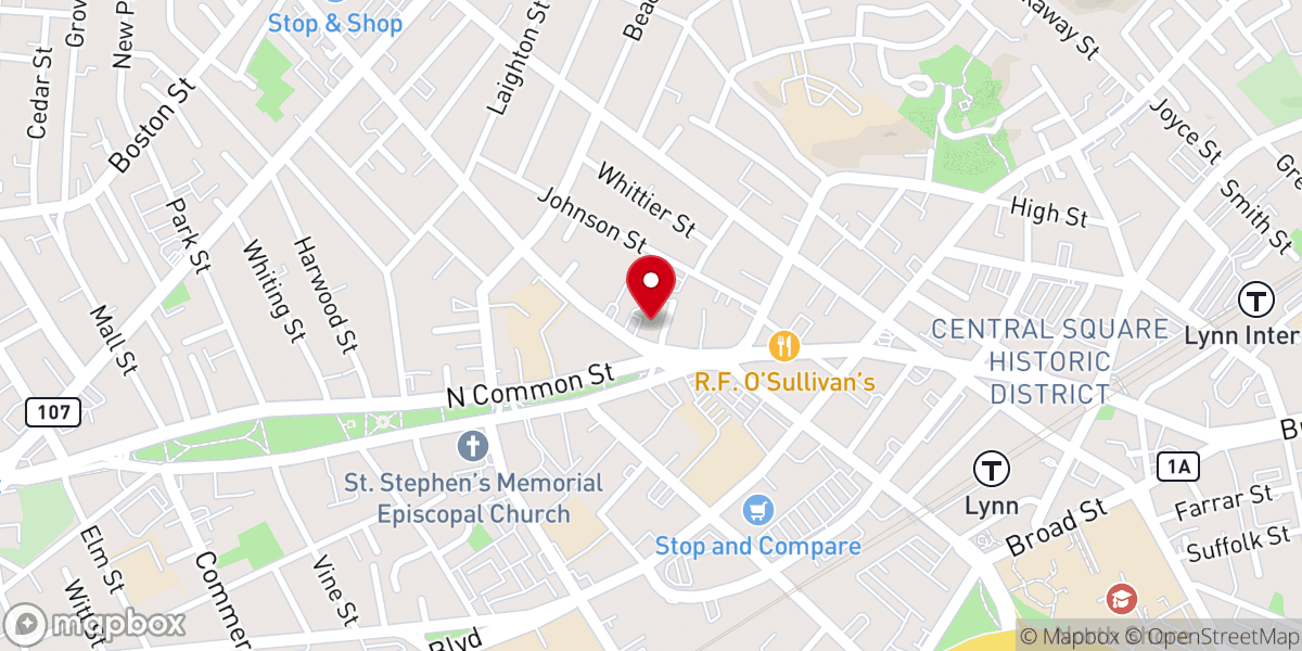 Map showing location of The Salvation Army Lynn Corps Community Center