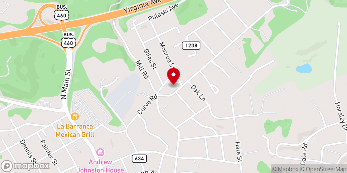 Map showing location of Curve Road United Methodist Church