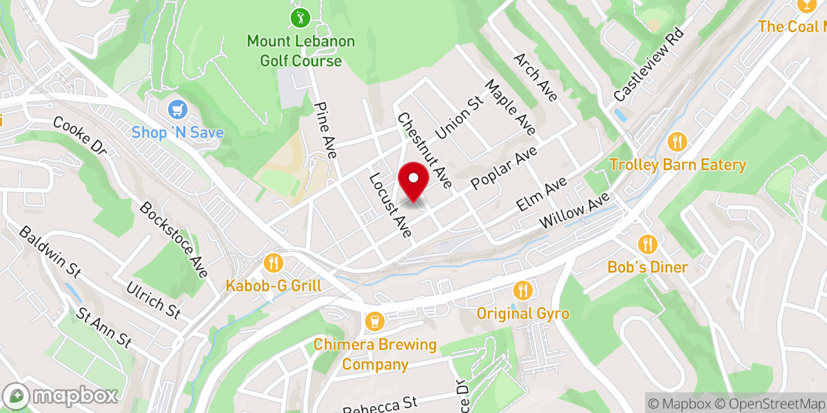 Map showing location of First Presbyterian Church of Castle Shannon