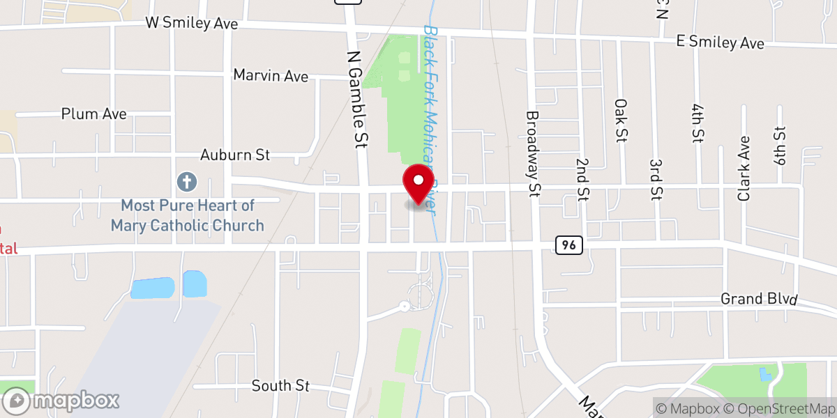 Map showing location of Calvary Baptist Church