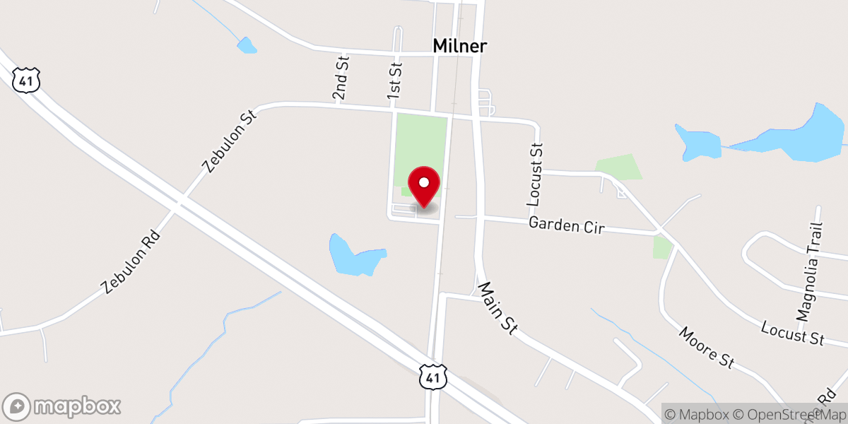 Map showing location of Milner Baptist Church