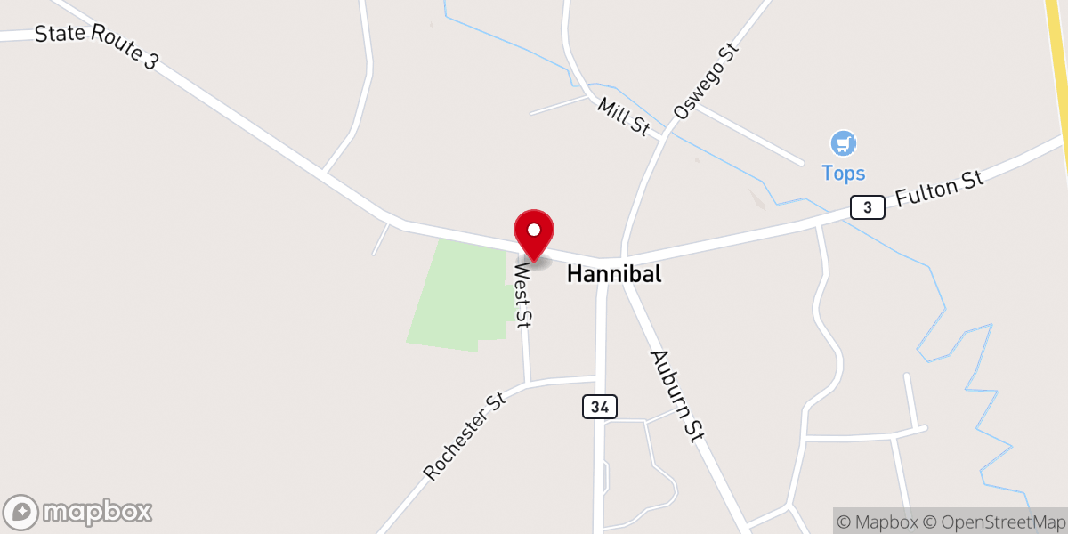 Map showing location of Hannibal Community Church
