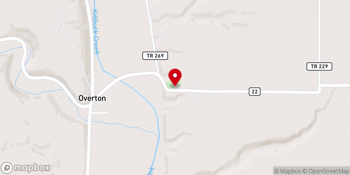Map showing location of Overton Committee Church