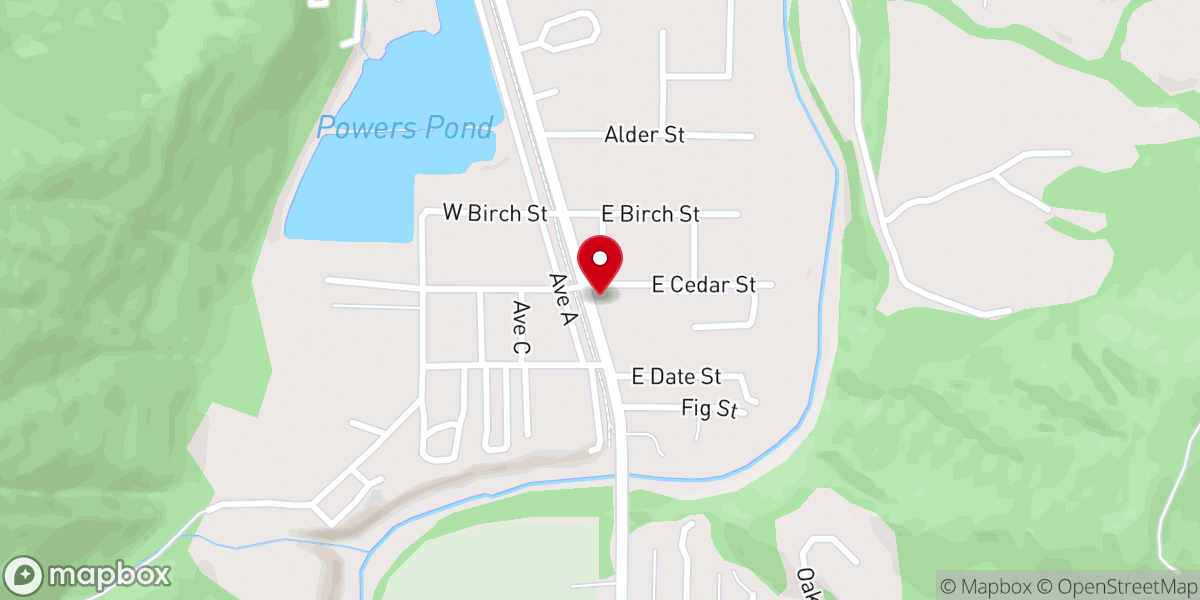 Map showing location of Powers Baptist Church
