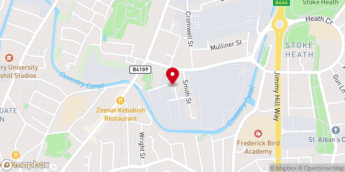 Map showing location of God Mission Church Coventry