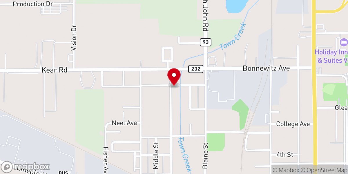 Map showing location of Joy Fellowship Church