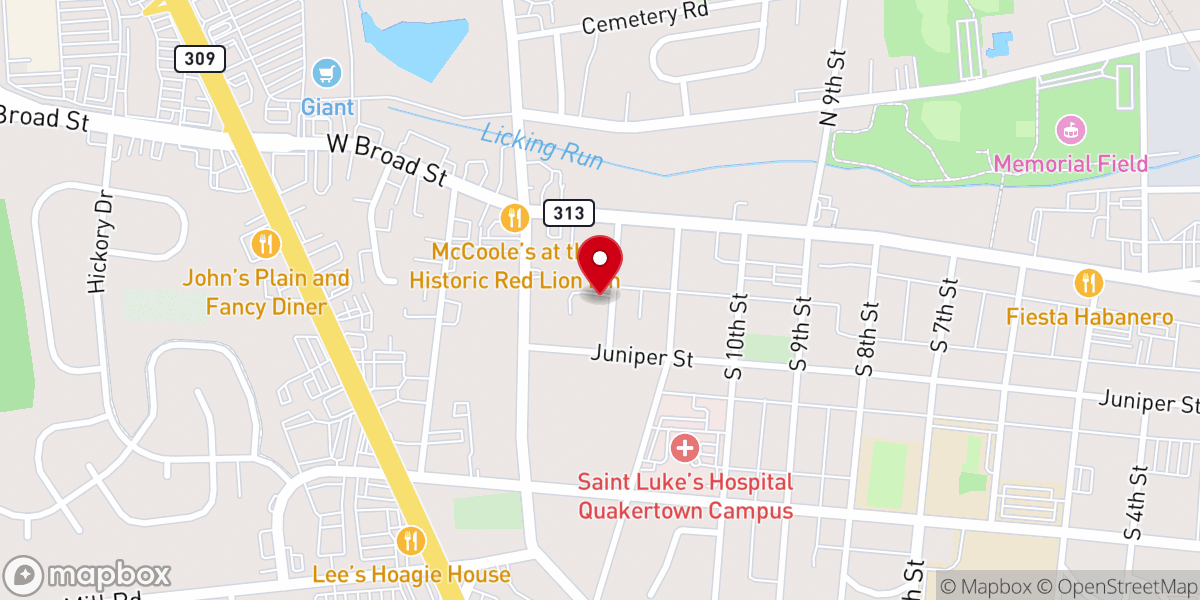 Map showing location of Calvary Chapel of Quakertown