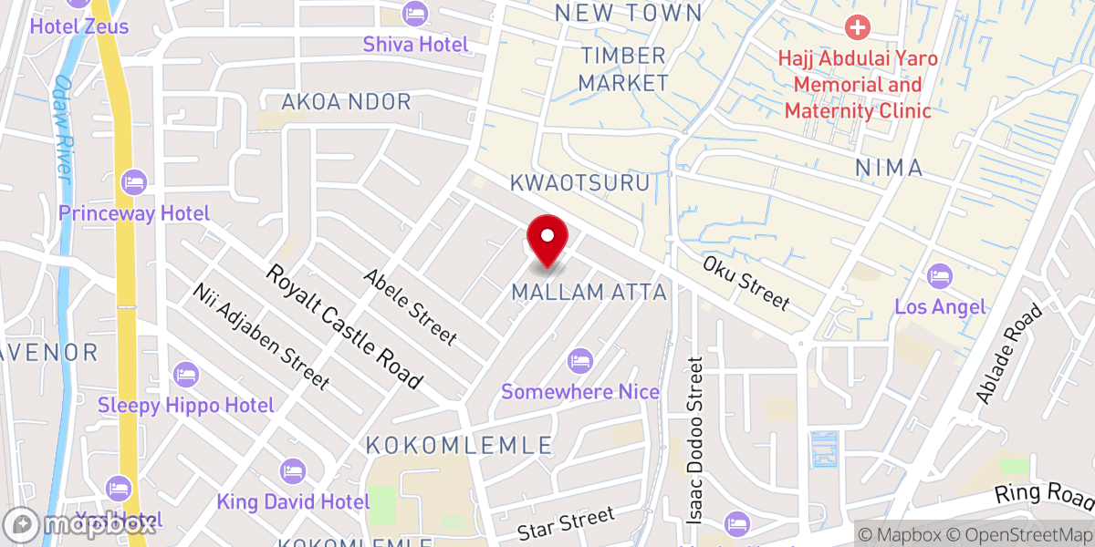 Map showing location of The Church of Pentecost, Dr. Thomas Wyatt Temple