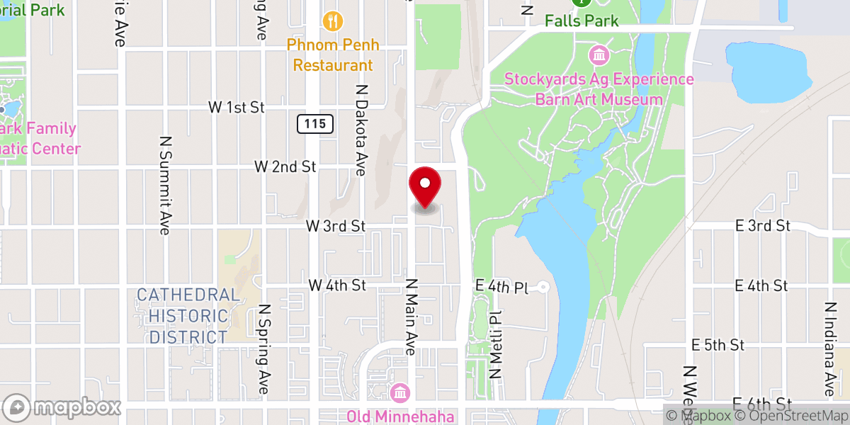 Map showing location of Ransom Church - Sioux Falls