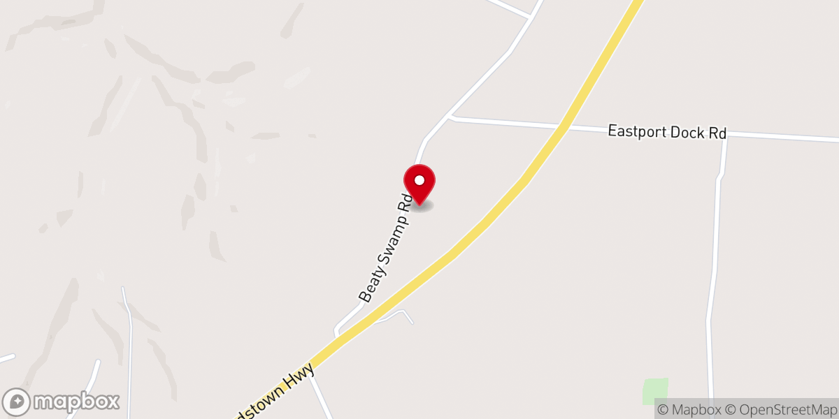 Map showing location of Beaty Swamp Community Church