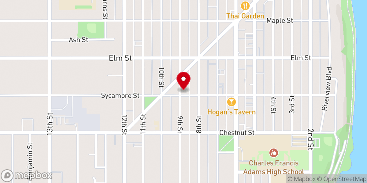 Map showing location of Sycamore Baptist Church