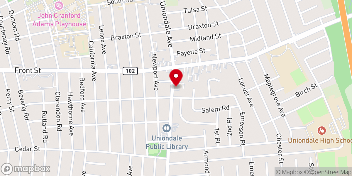Map showing location of Holy Trinity Baptist Church of Uniondale
