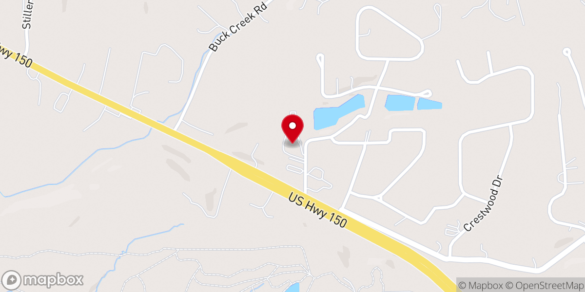 Map showing location of Floyds Knobs Baptist Church