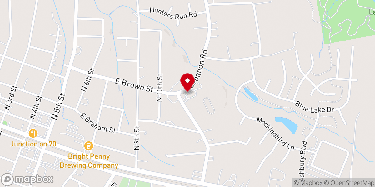 Map showing location of Eastside Baptist Church