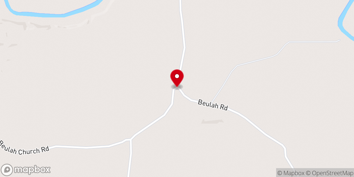 Map showing location of Beulah Baptist Church