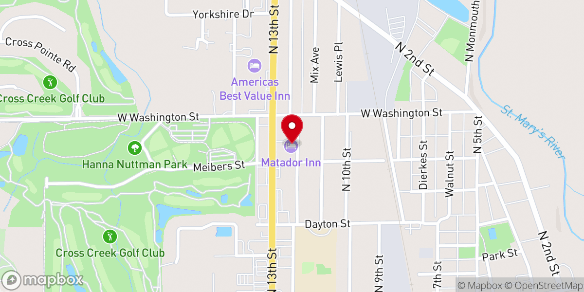 Map showing location of Matador Inn