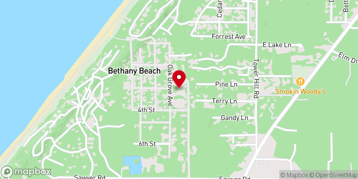 Map showing location of Bethany Beach Tabernacle
