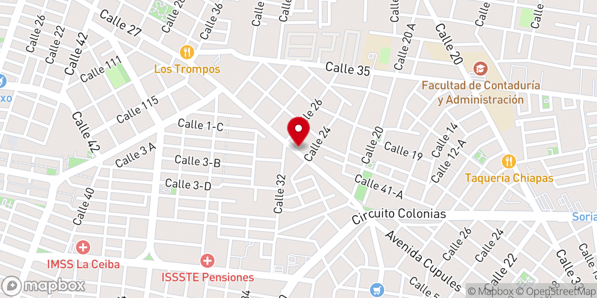 Map showing location of Iglesia El Remanente Mérida