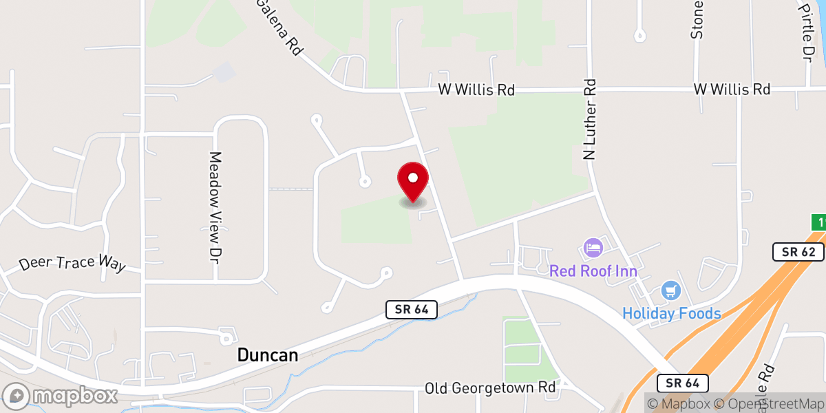 Map showing location of Highland Baptist Church
