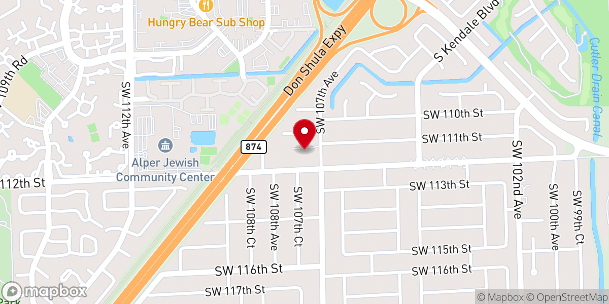 Map showing location of Kendall Baptist Church