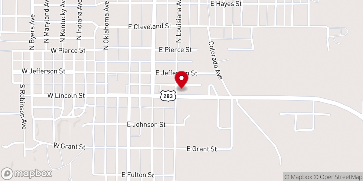 Map showing location of Mangum Church of Christ