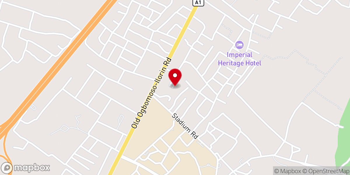 Map showing location of University Baptist Church, Ogbomoso