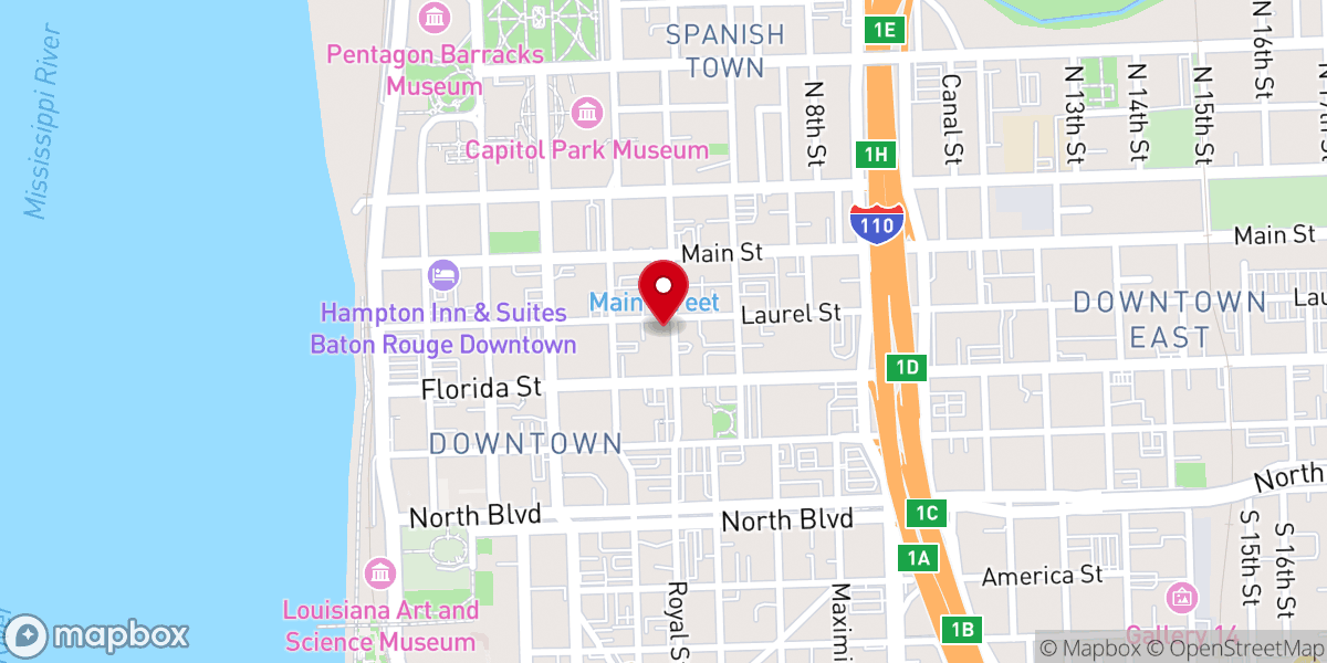 Map showing location of Greater Baton Rouge Economic Partnership