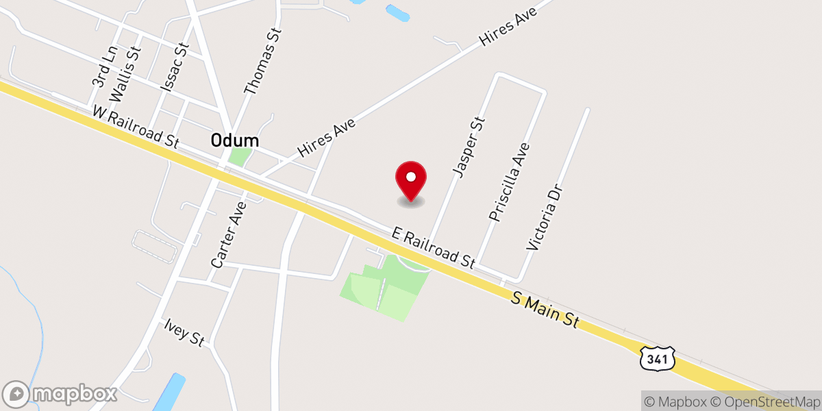 Map showing location of Odum Church of God