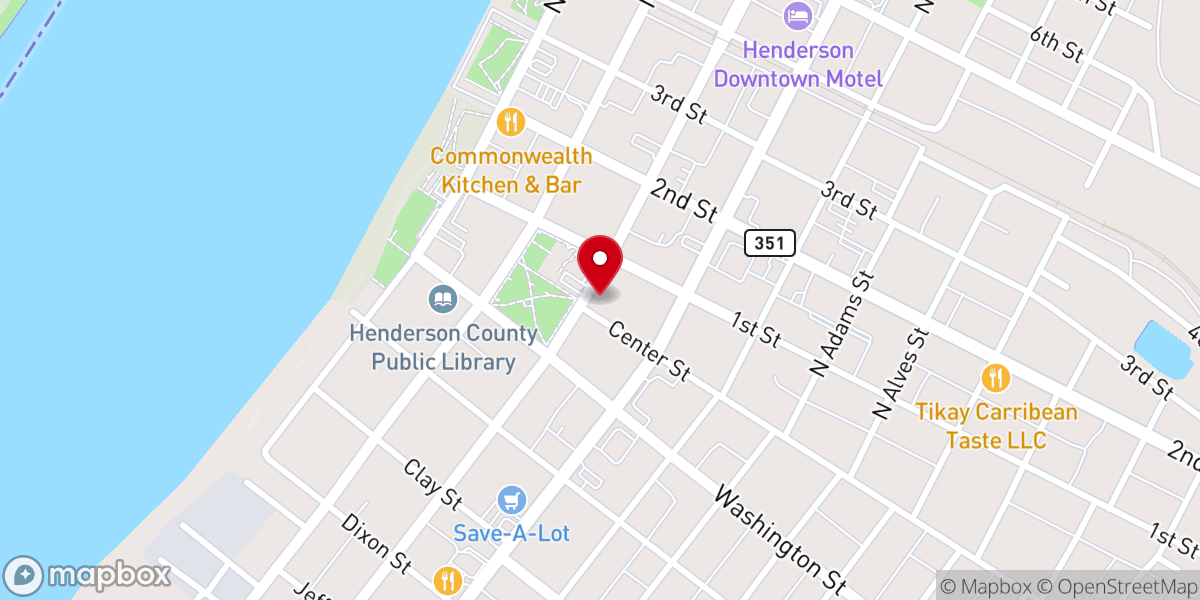 Map showing location of Henderson’s First Baptist Church