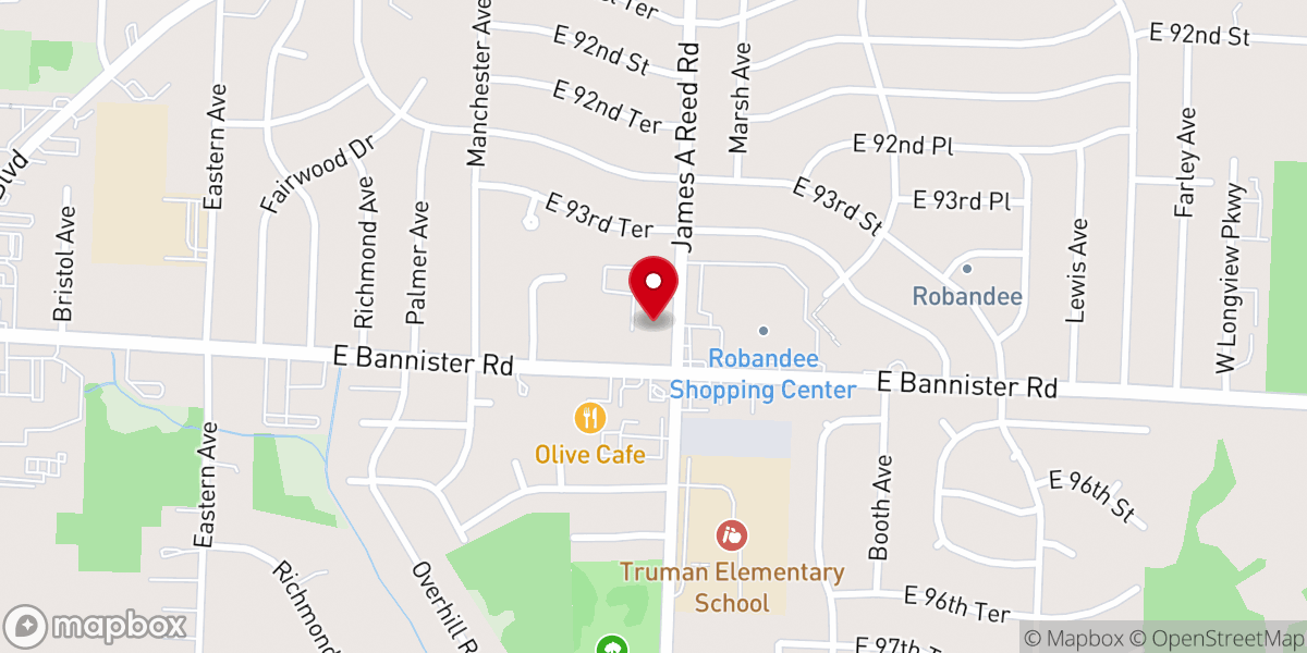 Map showing location of Iglesia de Jesucristo Palabra Miel Kansas Missouri